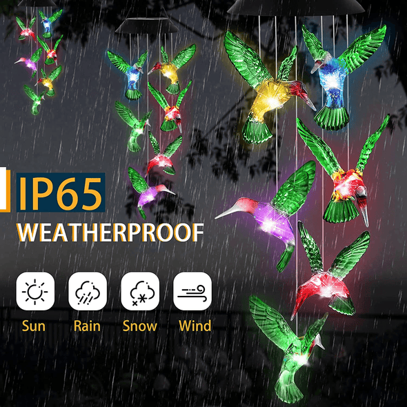 Ousenone Hummingbird Wind Chimes Solar Wind Chimes Outdoor Color Changing Light up Wind Chimes Solar Powered Memorial Wind Chimes Birthday Gifts for Mom Hummingbird Gifts (Green Windchimes) - We Love Hummingbirds