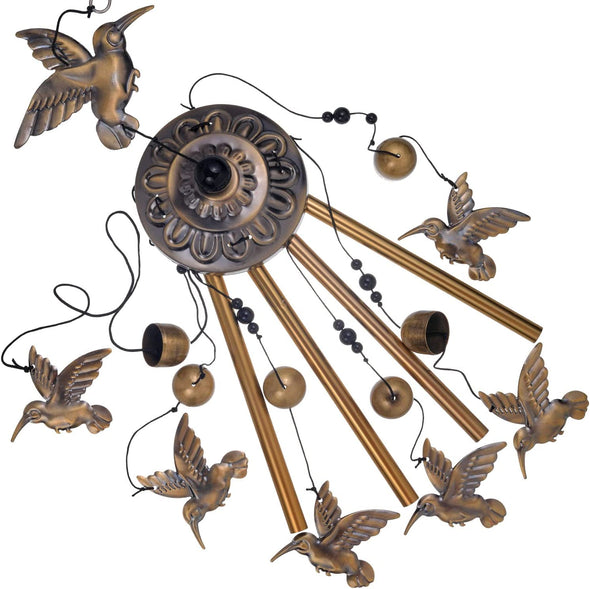 Outdoor Bronze Hummingbird Wind Chimes - We Love Hummingbirds