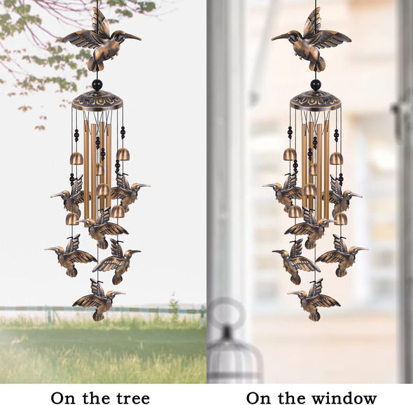 Outdoor Bronze Hummingbird Wind Chimes - We Love Hummingbirds