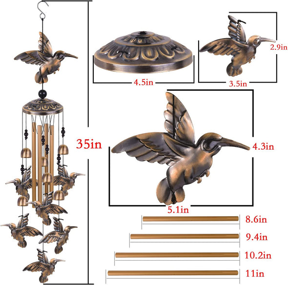 Outdoor Bronze Hummingbird Wind Chimes - We Love Hummingbirds