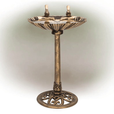 Outdoor Vintage Birdbath with Bird Figurines Yard Statue - 33 in. Tall - We Love Hummingbirds