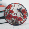 Painted Hummingbird and Red Poppies Sun Catcher - We Love Hummingbirds