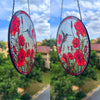 Painted Hummingbird and Red Poppies Sun Catcher - We Love Hummingbirds