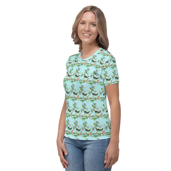 Pastel Mint Blue Hummingbirds All Over T-shirt - We Love Hummingbirds