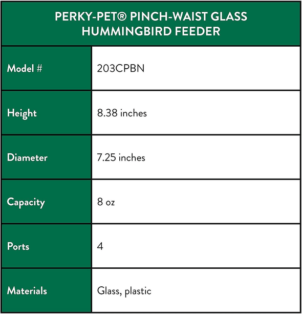 Perky Pet 203CPBN-2 8. Oz Pinch-Waist Glass Hummingbird Feeder – 2 Pack, Red - We Love Hummingbirds