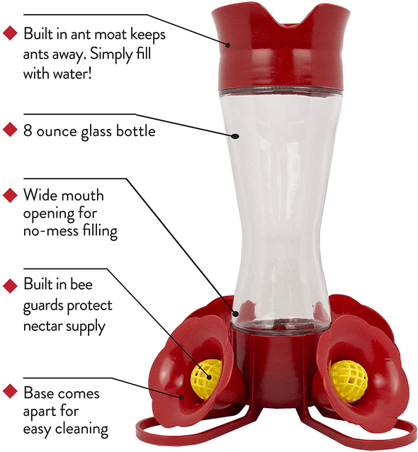 Perky Pet 203CPBN-2 8. Oz Pinch-Waist Glass Hummingbird Feeder – 2 Pack, Red - We Love Hummingbirds