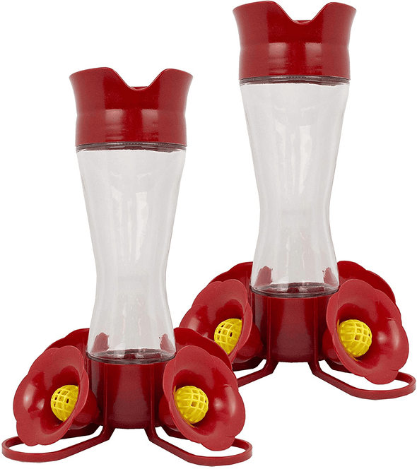 Perky Pet 203CPBN-2 8. Oz Pinch-Waist Glass Hummingbird Feeder – 2 Pack, Red - We Love Hummingbirds