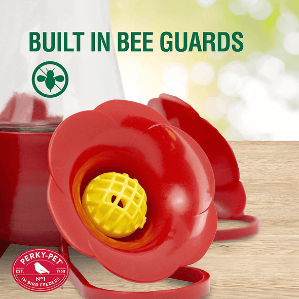 Perky Pet 203CPBN-2 8. Oz Pinch-Waist Glass Hummingbird Feeder – 2 Pack, Red - We Love Hummingbirds