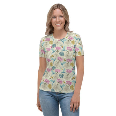 Pink & Blue Hummingbirds All Over T-shirt - We Love Hummingbirds