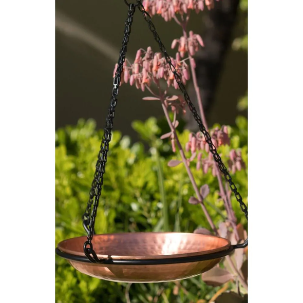 Pure Copper Hand Hammered Hanging Bird Bath - We Love Hummingbirds
