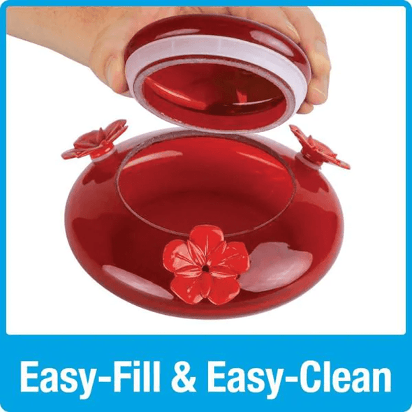 Red Crackle Modern Top Fill Hummingbird Feeder - We Love Hummingbirds
