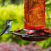 Red Glass Vintage Bottle Hummingbird Feeder - Holds 28 oz of Nectar - We Love Hummingbirds