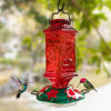 Red Lantern Glass Hummingbird Feeder - Holds 26 oz of Nectar - We Love Hummingbirds