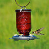 Red Mason Jar Glass Hummingbird Feeder - Holds 32 oz of Nectar - We Love Hummingbirds