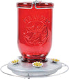 Red Mason Jar Glass Hummingbird Feeder - Holds 32 oz of Nectar - We Love Hummingbirds