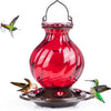 Red Netted Flower Bud Glass Hummingbird Feeder - Holds 26 oz of Nectar - We Love Hummingbirds
