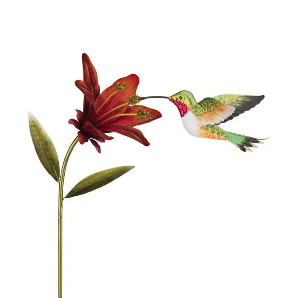 Ruby Throated Hummingbird Red Flower Stake - We Love Hummingbirds