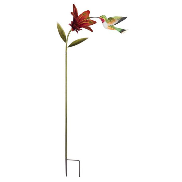 Ruby Throated Hummingbird Red Flower Stake - We Love Hummingbirds