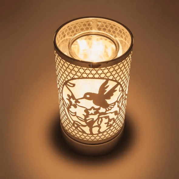 Silver Hummingbird Touch Lamp, Essential Oil Diffuser and Wax Warmer - We Love Hummingbirds