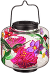 Solar Glass Lantern With Hummingbird Art - We Love Hummingbirds
