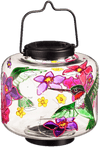 Solar Glass Lantern With Hummingbird Art - We Love Hummingbirds