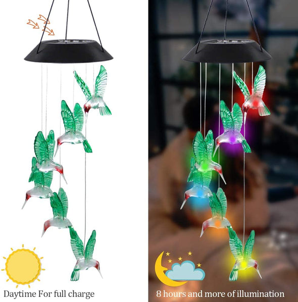 Solar Hummingbird Wind Chime - 2 Pack - We Love Hummingbirds