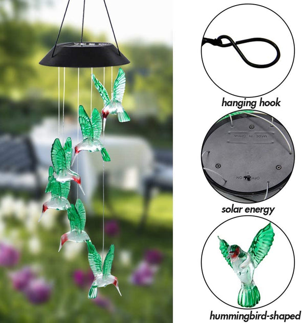 Solar Hummingbird Wind Chime - 2 Pack - We Love Hummingbirds