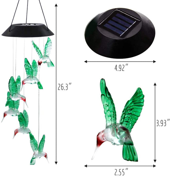 Solar Hummingbird Wind Chime - 2 Pack - We Love Hummingbirds