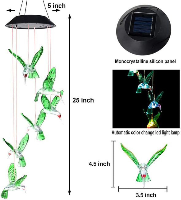 Solar Hummingbird Wind Chimes - We Love Hummingbirds