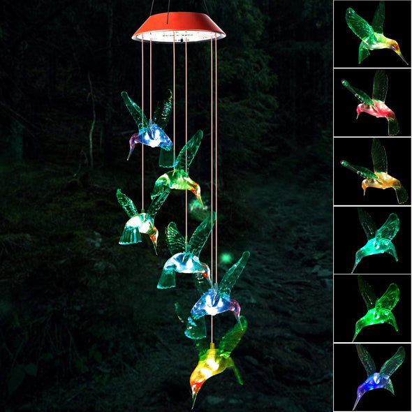 Solar LED Hummingbird Wind Chimes - We Love Hummingbirds