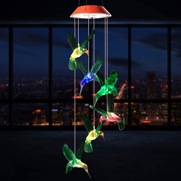 Solar LED Hummingbird Wind Chimes - We Love Hummingbirds