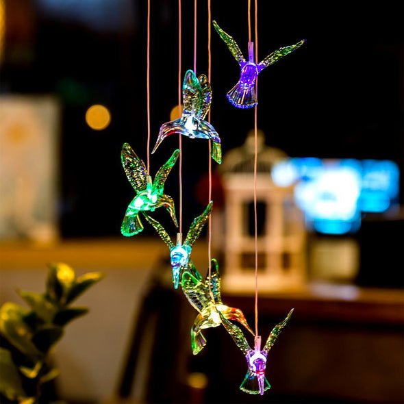 Solar LED Hummingbird Windchime - We Love Hummingbirds