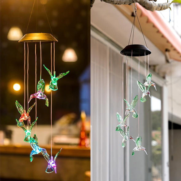 Solar LED Hummingbird Windchime - We Love Hummingbirds