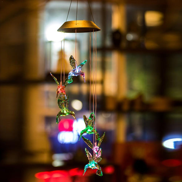 Solar LED Hummingbird Windchime - We Love Hummingbirds