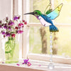 Stained Glass Blue Hummingbird Sun Catcher with Crystals Ball Prisms - We Love Hummingbirds