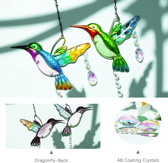 Stained Glass Window Hanging Ornaments - We Love Hummingbirds