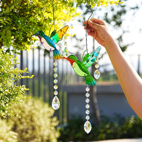 Stained Glass Window Hanging Ornaments - We Love Hummingbirds