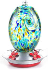 Starry Night Hand Blown Glass Hummingbird Feeder - Holds 25 oz of Nectar - We Love Hummingbirds