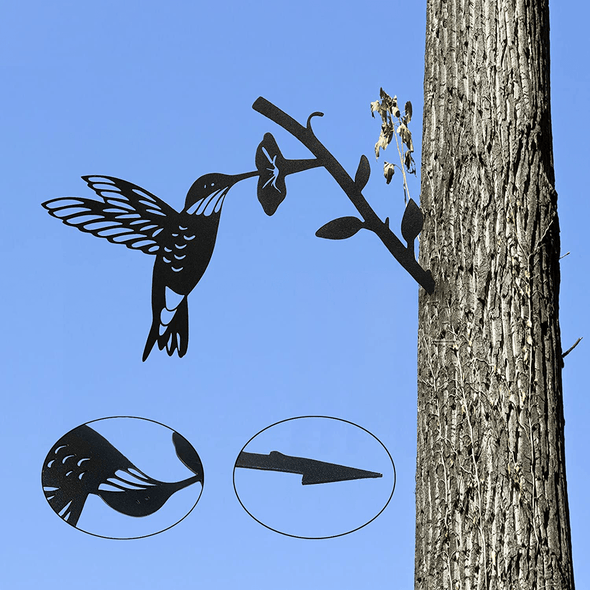 Steel Hummingbird Metal Bird Decoration, 1.2Mm Thick Design Metal Birds Yard Decor Hummingbird Silhouette Garden Decor, Tree Art for Patio Outdoor Decorations - We Love Hummingbirds