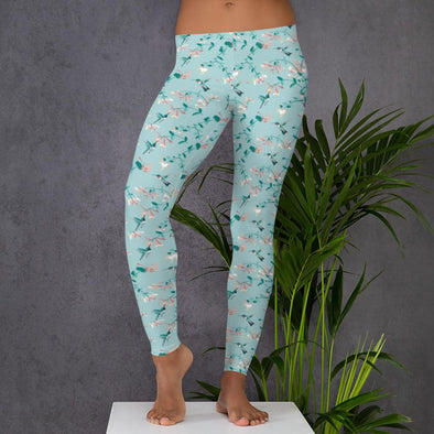 Teal Hummingbird Leggings - We Love Hummingbirds