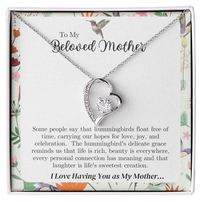 To My Beloved Mother - Heart Necklace - We Love Hummingbirds