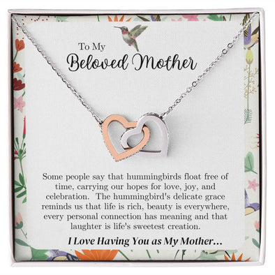 To My Beloved Mother - Interlocking Heart Necklace - We Love Hummingbirds