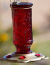 Vintage Red Glass Hummingbird Feeder - Easy to Fill & Clean - 100% Guaranteed That Your Hummers Will Love! - We Love Hummingbirds