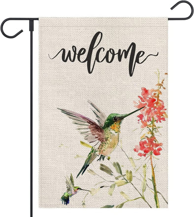 Welcome Hummingbird Garden Flag - We Love Hummingbirds