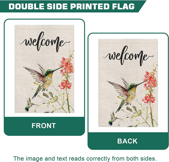 Welcome Hummingbird Garden Flag - We Love Hummingbirds