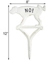 White Cast Iron "NO!" Dog Peeing Yard Sign - We Love Hummingbirds