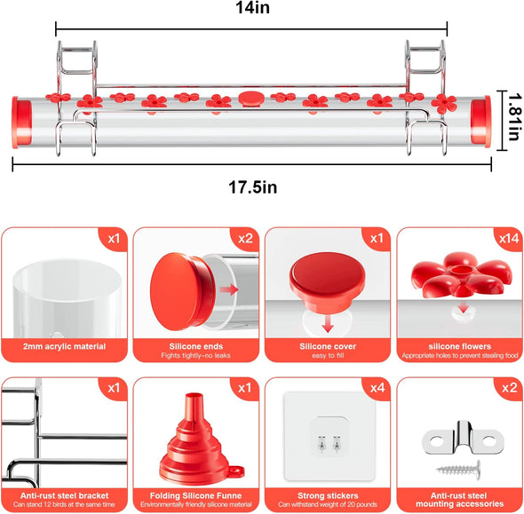 Window or Mountable Horizontal Tube Hummingbird Feeder - We Love Hummingbirds