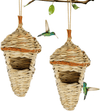 Winemana 2 Pack Hanging Hummingbird Nest House, Durable Hand Woven Bird Hut, Made of Natural Grass, Perfect for Outdoor Garden Patio Lawn - We Love Hummingbirds