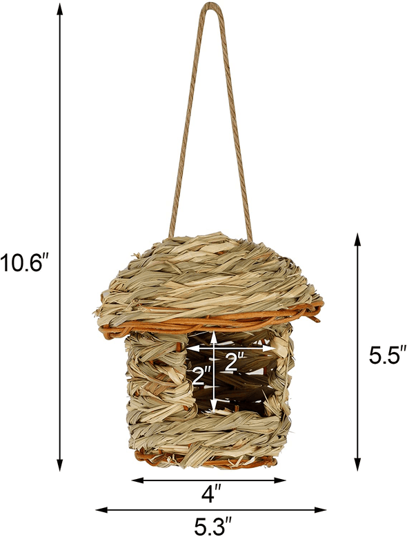 Winemana 2 Pack Hanging Hummingbird Nest House, Durable Hand Woven, Made of Natural Grass, Perfect for Outdoor Garden Patio Lawn Office Indoor - We Love Hummingbirds