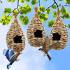 Winemana Hand Woven Hummingbird House, Set of 3 Bird Hut 9" X 4", outside Grass Hanging Bird Hut, Natural Hummingbird Nest for Outdoor. - We Love Hummingbirds